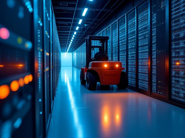 Modern data center facility with high-tech logistics infrastructure